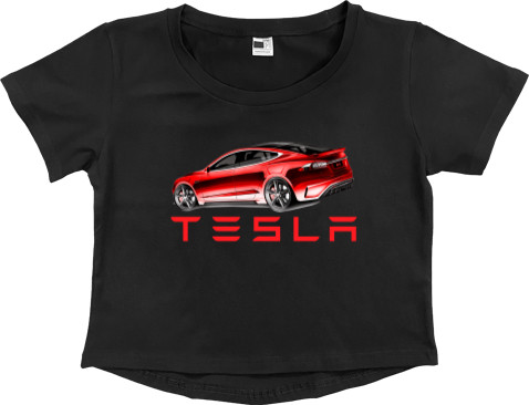 Women's Cropped Premium T-Shirt - Tesla 7 - Mfest