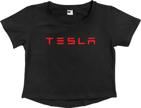 Women's Cropped Premium T-Shirt - Tesla 4 - Mfest