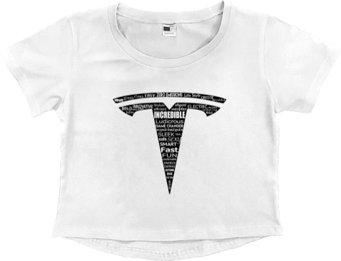 Women's Cropped Premium T-Shirt - Tesla 3 - Mfest