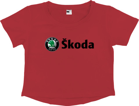 Women's Cropped Premium T-Shirt - Skoda - Logo 4 - Mfest