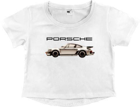 Women's Cropped Premium T-Shirt - Porsche - Logo 20 - Mfest