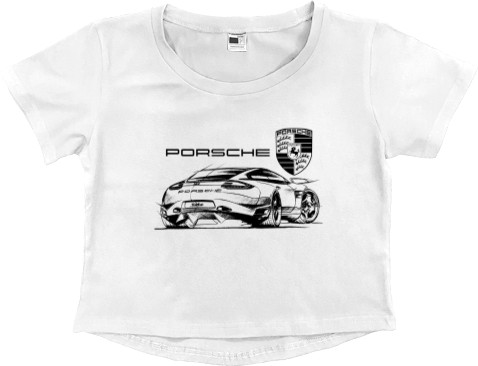 Women's Cropped Premium T-Shirt - Porsche - Logo 9 - Mfest