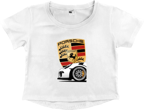 Women's Cropped Premium T-Shirt - Porsche - Logo 7 - Mfest