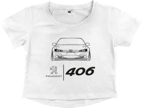 Women's Cropped Premium T-Shirt - Peugeot - 406 Logo 2 - Mfest