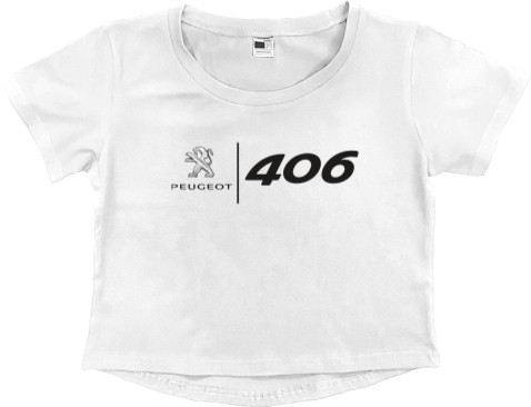 Women's Cropped Premium T-Shirt - Peugeot - 406 Logo 1 - Mfest