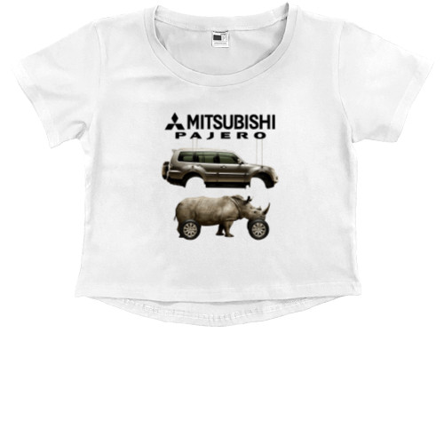 Kids' Premium Cropped T-Shirt - Mitsubishi - Logo - Pajero - 1 - Mfest