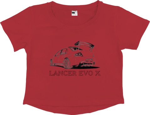 Women's Cropped Premium T-Shirt - Mitsubishi - Logo - Lancer - 5 - Mfest