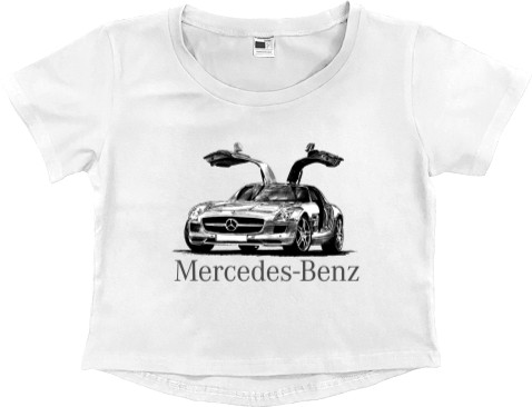 Women's Cropped Premium T-Shirt - Mercedes Benz - Logo 6 - Mfest