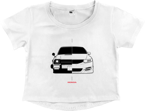 Women's Cropped Premium T-Shirt - Honda Civic Logo - 3 - Mfest