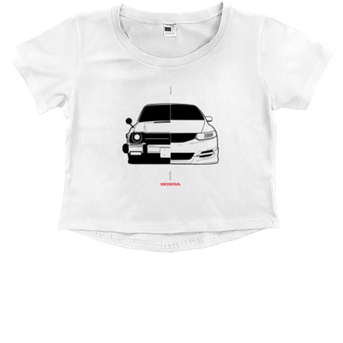 Kids' Premium Cropped T-Shirt - Honda Civic Logo - 3 - Mfest