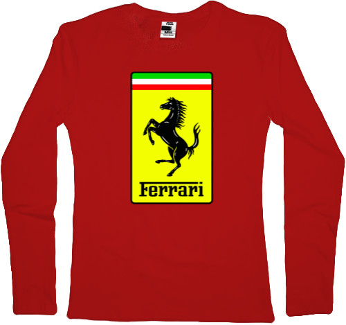 Футболка з Довгим Рукавом Жіноча - Ferrari logo 1 - Mfest