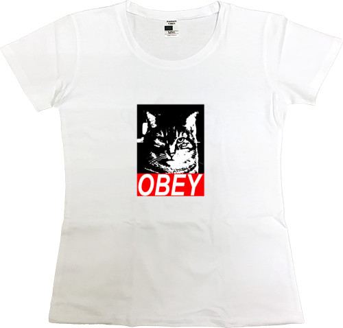 Футболка Преміум Жіноча - Obey cat - Mfest