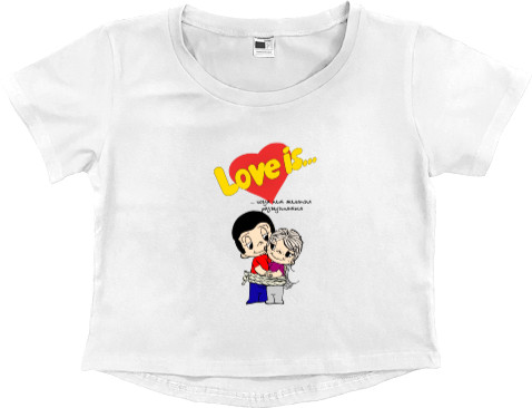 Women's Cropped Premium T-Shirt - Love is когда нет желания разъединяться - Mfest