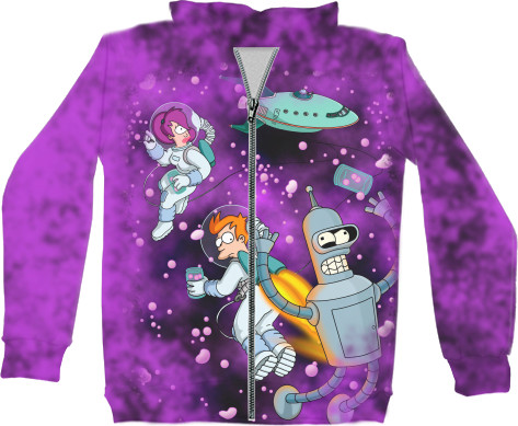 Unisex Zip-through Hoodie 3D - FUTURAMA (ФУТУРАМА) 2 - Mfest