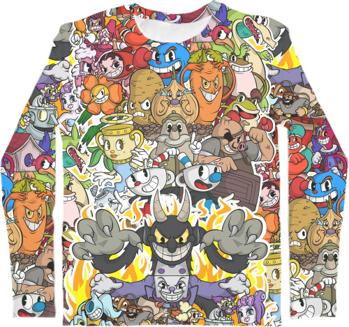 Kids' Longsleeve Shirt 3D - CUPHEAD (4) - Mfest