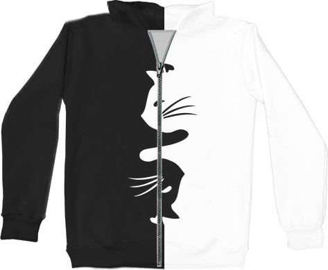 Unisex Zip-through Hoodie 3D - ІНЬ ЯНЬ (КОТИ) - Mfest