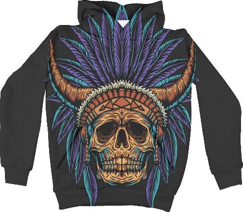 Kids' Hoodie 3D - indian skull - Mfest