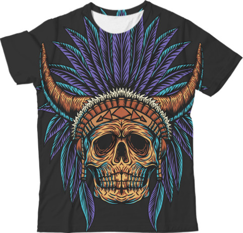 Kids' T-Shirt 3D - indian skull - Mfest