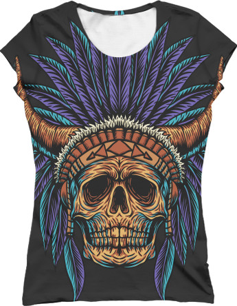 Women's T-Shirt 3D - indian skull - Mfest