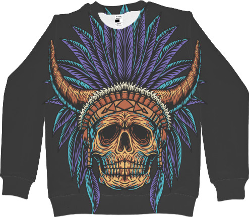 Women's Sweatshirt 3D - indian skull - Mfest