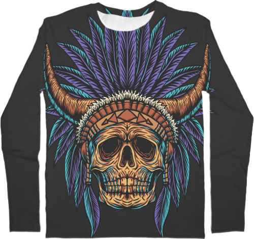 Men's Longsleeve Shirt 3D - indian skull - Mfest