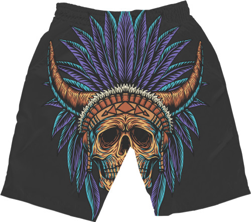 Men's Shorts 3D - indian skull - Mfest