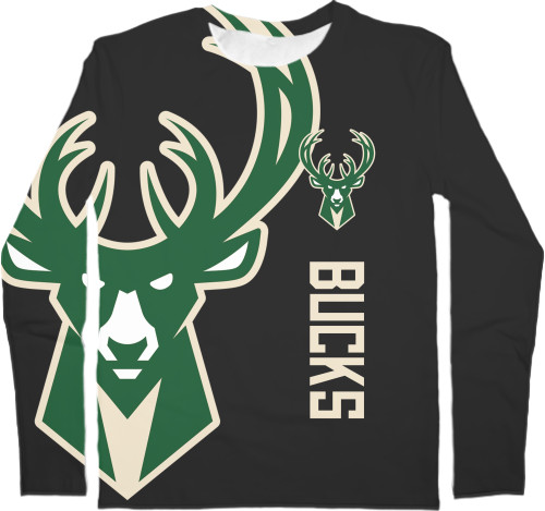 Футболка з Довгим Рукавом Чоловіча 3D - Milwaukee Bucks 2 - Mfest