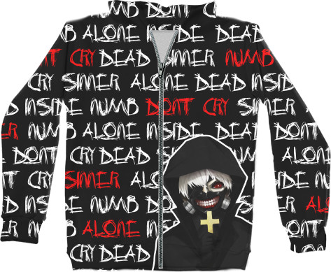 Unisex Zip-through Hoodie 3D - TOKYO GHOUL [BLACK] - Mfest