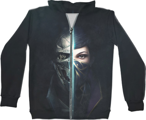 Unisex Zip-through Hoodie 3D - Dishonored 8 - Mfest