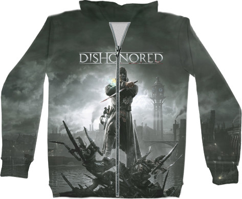 Unisex Zip-through Hoodie 3D - Dishonored 3 - Mfest