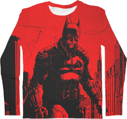 Men's Longsleeve Shirt 3D - BATMAN RED - Mfest