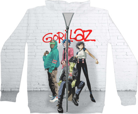 Unisex Zip-through Hoodie 3D - Gorillaz (2) - Mfest