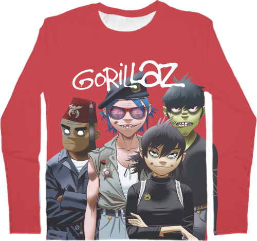 Футболка з Довгим Рукавом Чоловіча 3D - Gorillaz (4) - Mfest