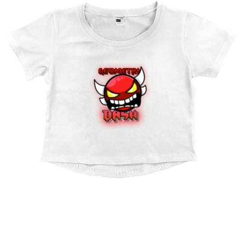 Kids' Premium Cropped T-Shirt - Geometry Dash [3] - Mfest