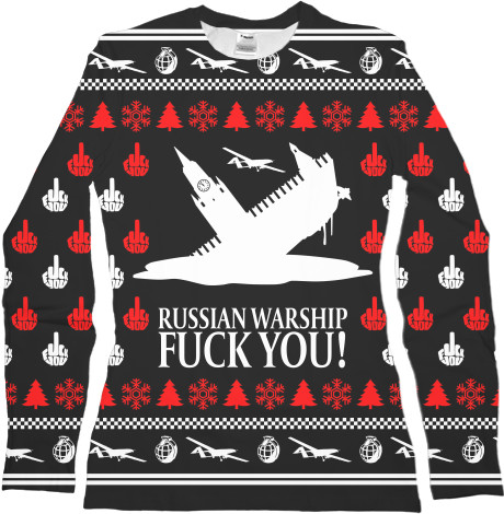 Women's Longsleeve Shirt 3D - Новий рік (russian warship fuck you) - Mfest