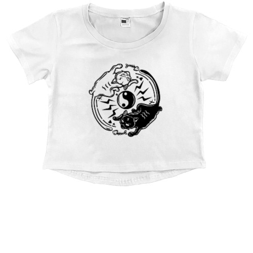 Kids' Premium Cropped T-Shirt - ІНЬ ЯНЬ (КОТИ) - Mfest