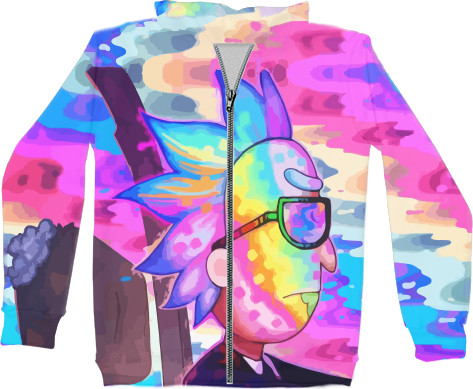 Unisex Zip-through Hoodie 3D - Rick and Morty (Retro Style) 3 - Mfest