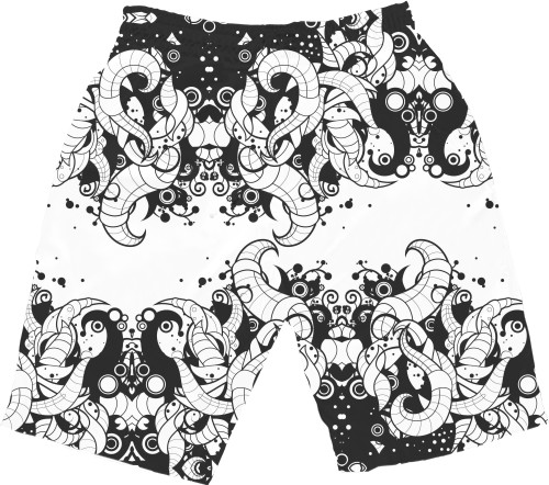 Men's Shorts 3D - Black & White (Черно-белая картина) - Mfest