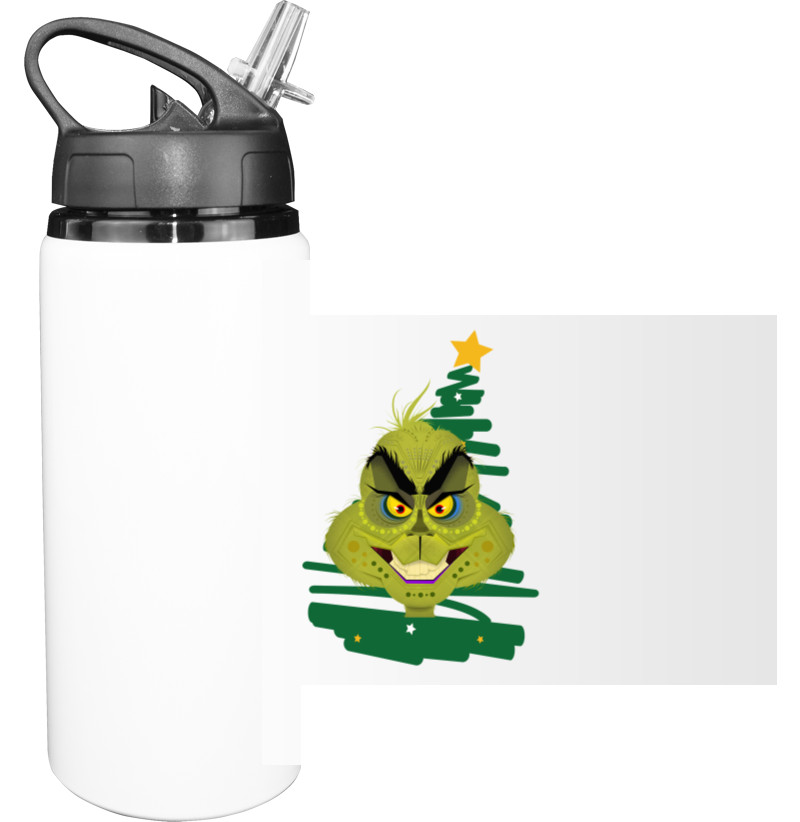 Sport Water Bottle - Christmas Grinch and his tree - Mfest