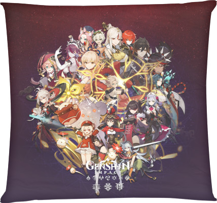 Square Throw Pillow - genshin impact 3 - Mfest