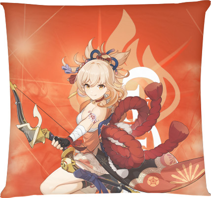 Square Throw Pillow - Yoimiya Genshin Impact - Mfest