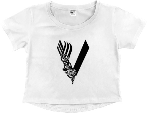 Women's Cropped Premium T-Shirt - vikings logo - Mfest