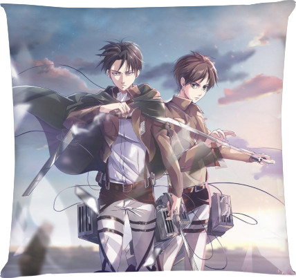 Square Throw Pillow - Levi and Eren - Mfest