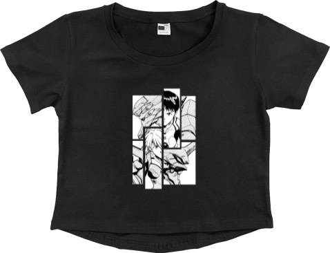 Women's Cropped Premium T-Shirt - evangelion manga - Mfest