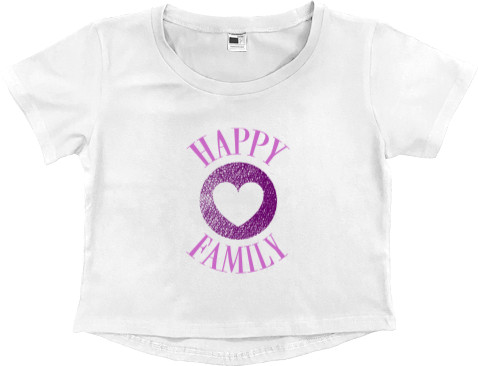 Women's Cropped Premium T-Shirt - Happy family pink - Mfest