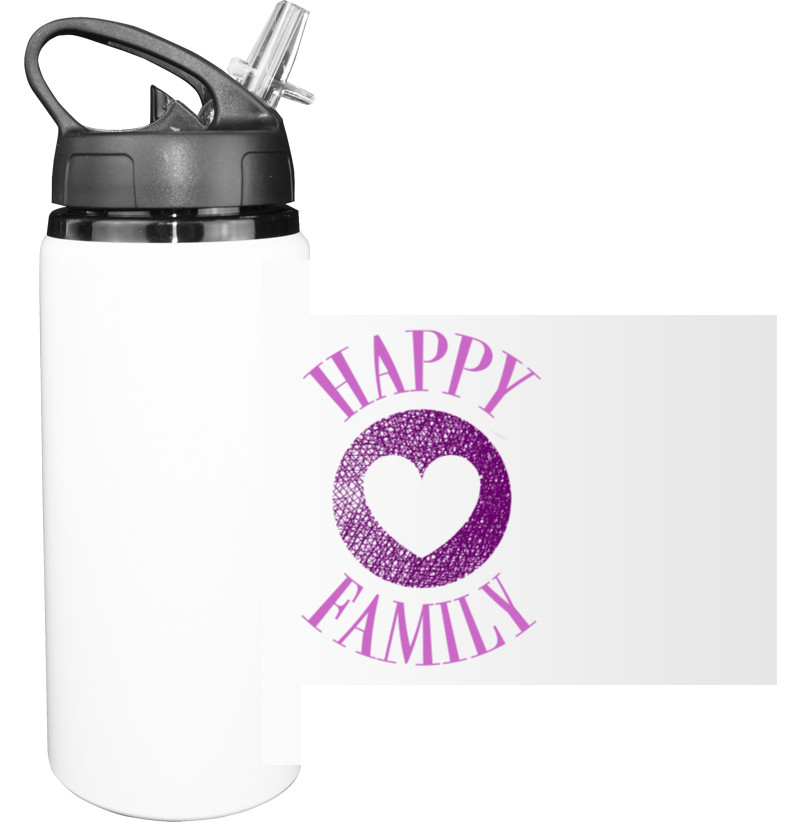 Sport Water Bottle - Happy family pink - Mfest