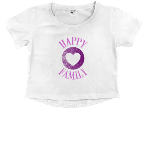 Kids' Premium Cropped T-Shirt - Happy family pink - Mfest