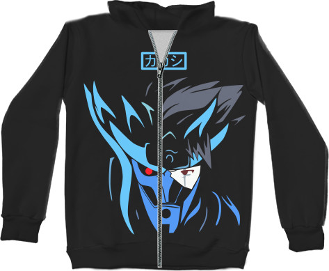 Unisex Zip-through Hoodie 3D - kakashi neon - Mfest