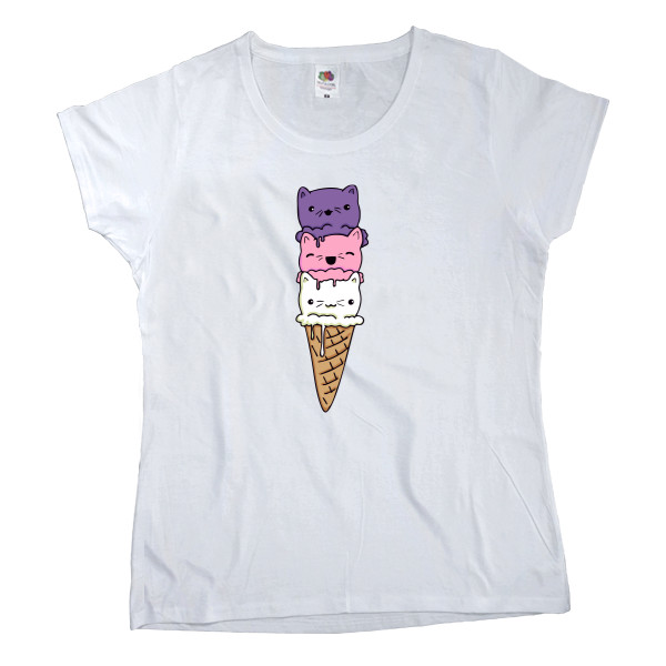 Women's T-shirt Fruit of the loom - cat in a ice cream - Mfest