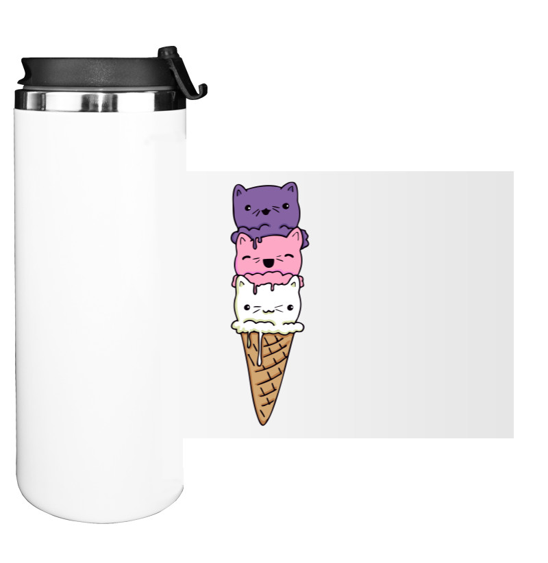 Water Bottle on Tumbler - cat in a ice cream - Mfest